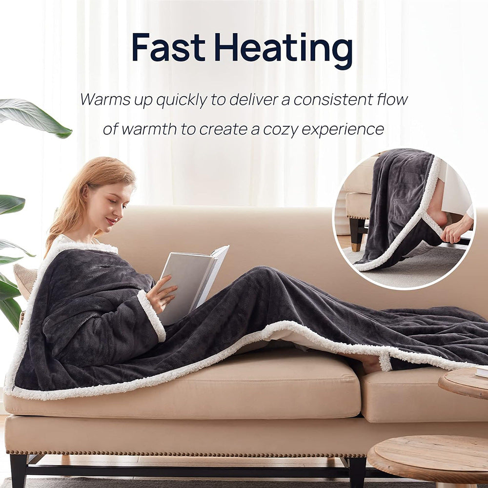 Flannel Wearable Heated Blanket Robe