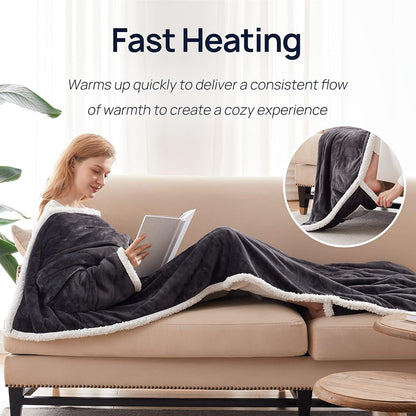 Flannel Wearable Heated Blanket Robe
