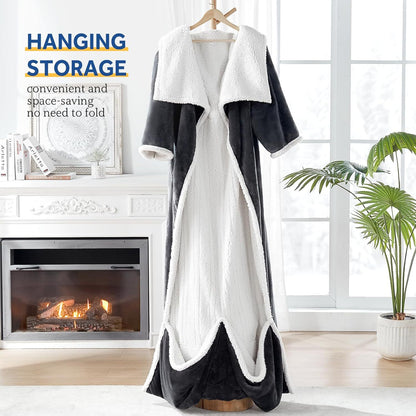 Flannel Wearable Heated Blanket Robe